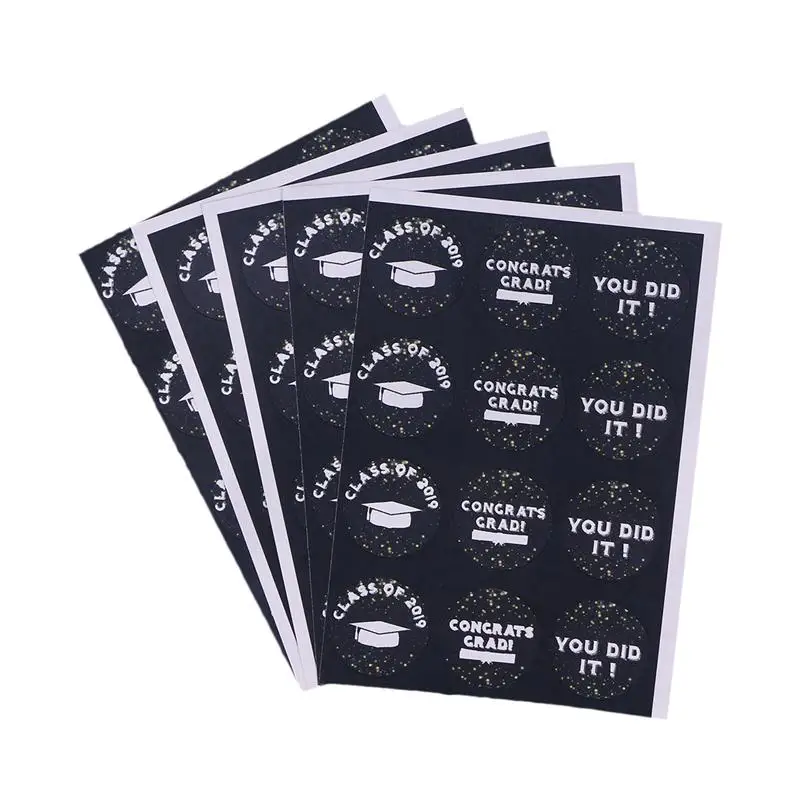 

24 Sheets Certificate College Graduate Cap 2019 Sealing Sticker for Window Scrapbook Album Message Book Wall