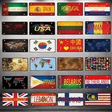 30X15 см Национальный флаг Путешествия Сувенир Оловянная металлическая табличка карта мира номерной знак настенный плакат Бар магазин домашнего искусства Ремесло Декор DC-0212A