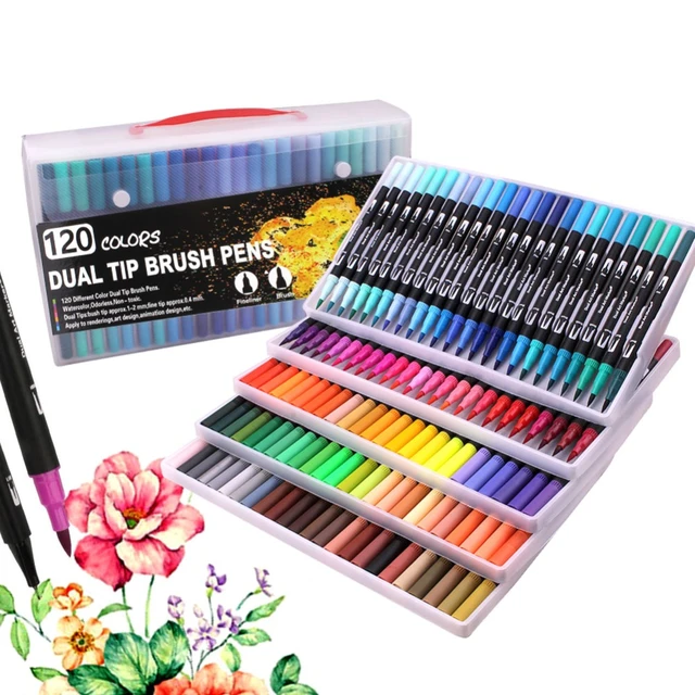 Super Markers Set with 100 Unique Marker Colors - Universal Bullet Point  Tips for Fine and Bullet Lines 