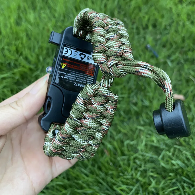 Survival Paracord Bracelet Tactical Emergency Gear Kit With Laser Infrared SOS LED Flashlight UV Lamp Compass Rescue Whistle