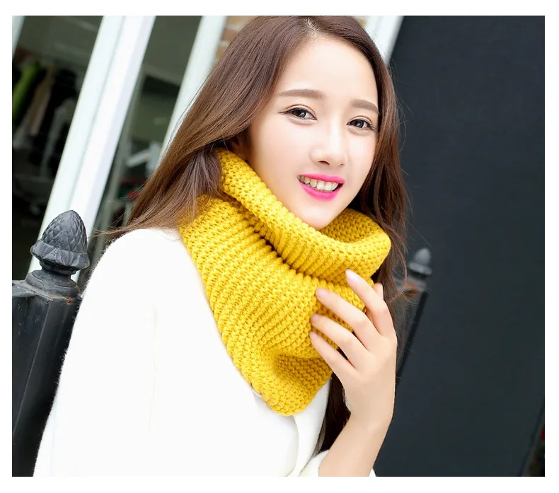 Winter Scarf Women Infinity Knitted Scarf Circle Neck Scarf women Super Chunky Loop Snood Unsex Solid Crochet 3