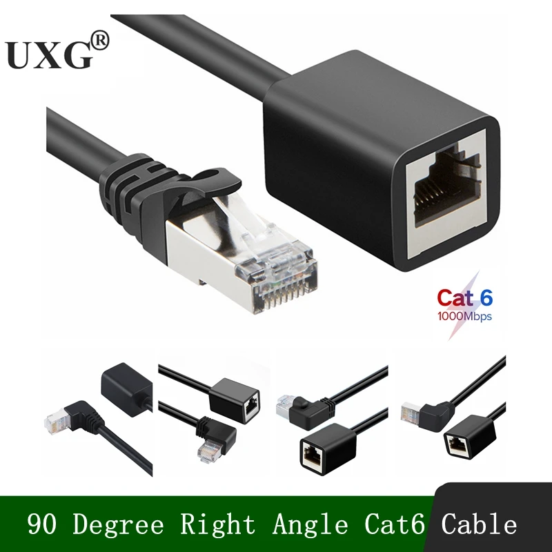 90 Degree Right Angle Cat6 Extension Cable RJ45 Cat 6 Male to Female Lan
