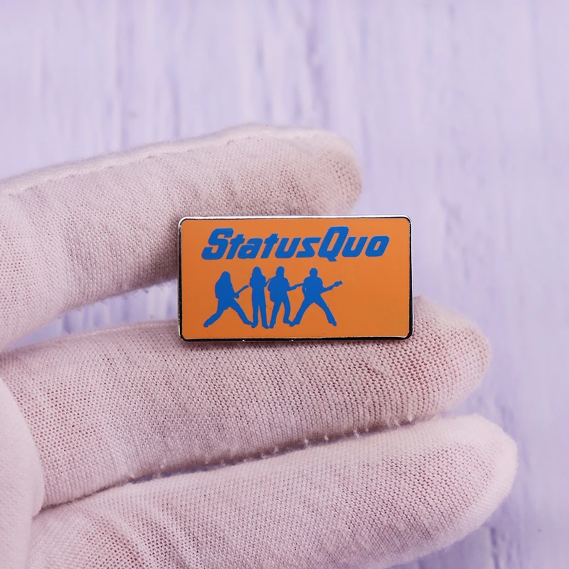 Status Quo Pin Vintage 80s Rock Music Brooch Badge Jewelry Collection