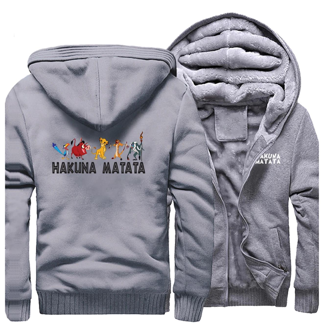 Хакуна матата мультфильм Король Лев Харадзюку С Капюшоном теплые зимние толстовки куртки мужские Аниме Simba Толстовка уличная