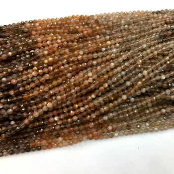 

High Quality Flash Light Black Gray Gold Sunstone Star Faceted Rose Cut Round Small Beads Necklaces or Bracelets 4mm 06182