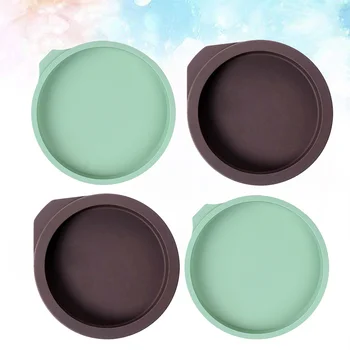 

4PCS 4 Inch Fondant Cake Mold Round Cookies Chocolate Mold Nonstick Silicone Baking Plate for DIY Home (Random Color)