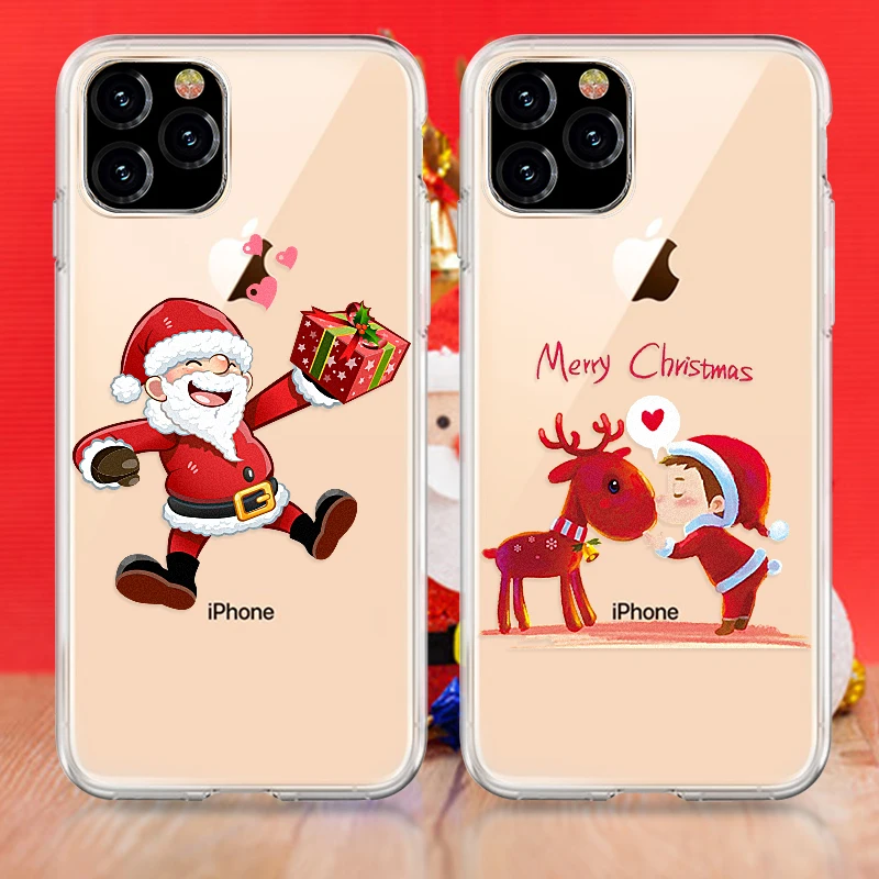 Роскошный Новый чехол для iPhone 11 Pro Max XS MAX XR 8 7 6 6S Plus с Санта Клаусом и снеговиком