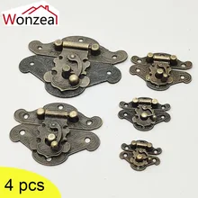 

5 Size Antique Brass Wooden Case Hasp Vintage Decorative Jewelry Gift Box Suitcase Hasp Clasp Latch Hook Furniture Hardware