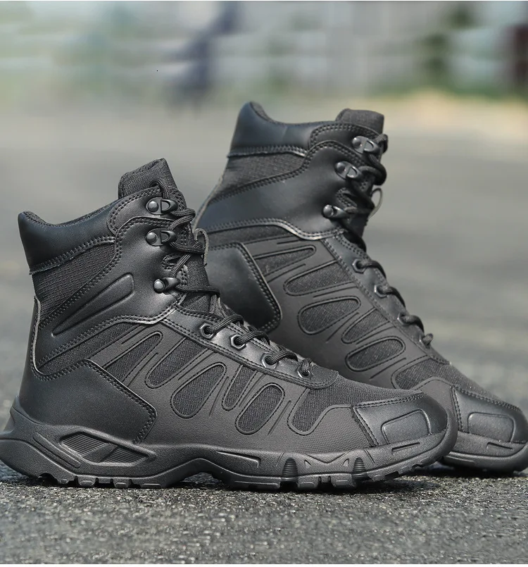 Spring Tactical Combat Military Training Shoes Men Waterproof Anti-wear Outdoor Camping Hiking Climbing Fishing Hunting Boots