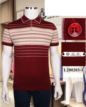 

BILLIONAIRE T shirt men silk 2020 new summer Striped Thin lapel Button embroidery Breathable big size M-4XL free shipping