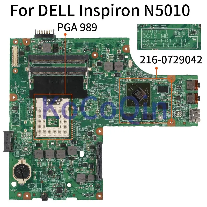 ノートパソコンのマザーボードのinspiron 15R N5010ノートブックメインボードCN-0K2WFF 0K2WFF 09909-1 HM57  216-0729042 DDR3