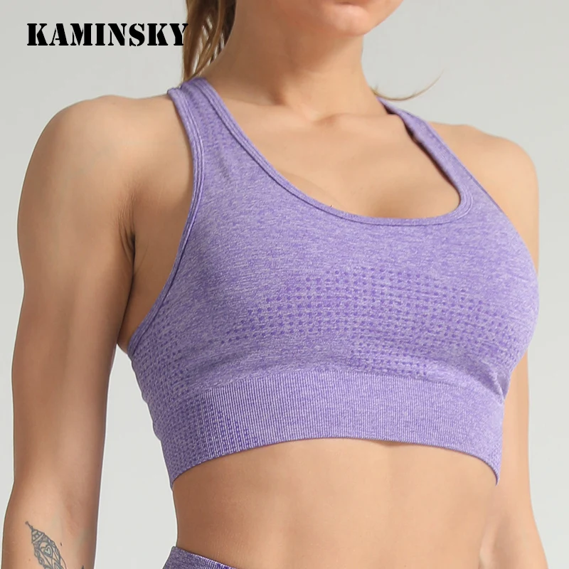 

Kaminsky Women High Quality Shockproof Sports Vest Push Up Fitness Tank Top Casual Female Underwear Seamless Tank Tops