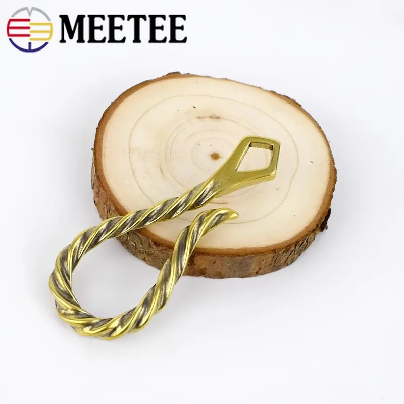 Meetee 1 шт. винтажный латунный витой крючок брелок пряжки сделай сам ручная работа