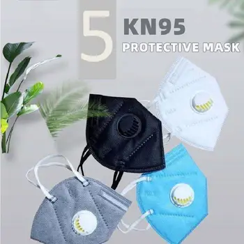 

Ffp2 Mask Kn95 Black Five Layer Protective Mask Independent Packaging Melt Blown Filter Mask With Breathing Valve