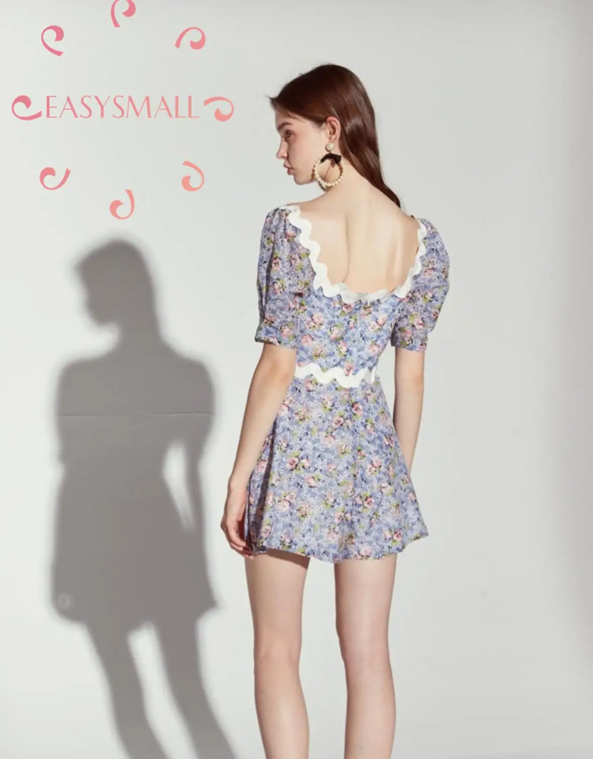 EASYSMALL ZIMMER, женское платье, модное, сексуальное, с открытой спиной, высокого класса, Vestidos, с блестками, винтажное, цветочное, с высокой талией, с коротким рукавом
