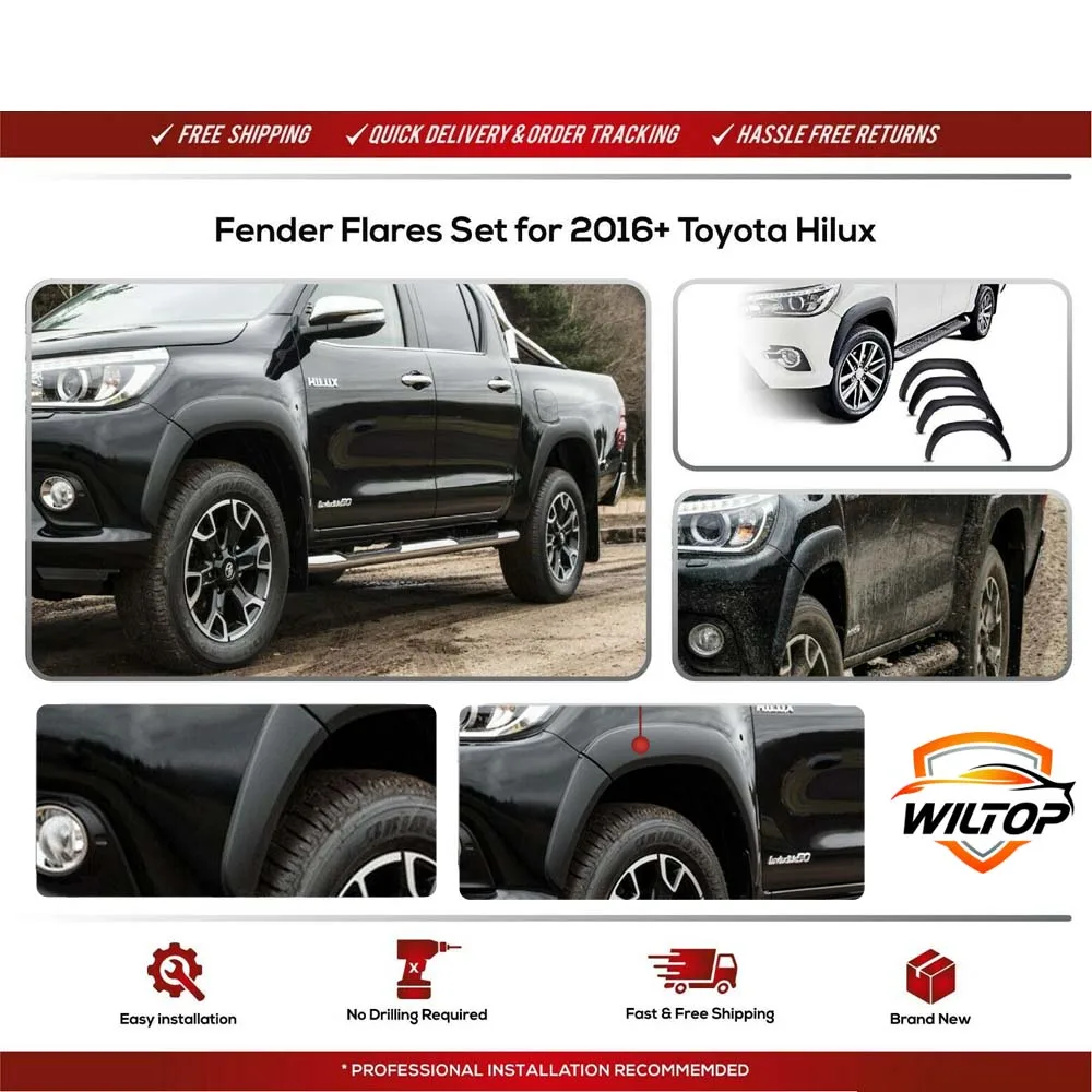 Колесная арка арок Брызговики для Toyota Hilux Revo порно фильмы с матовый черный 6 шт./компл. 5"