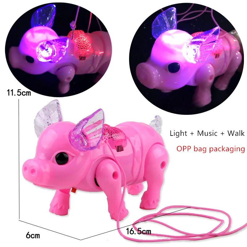 Upgrade Electric Pull Line Animal Toy Unicorn, Horse, Deer, Pig, Squirrel, Cattle And Dog,With Light + Music + Walking 3