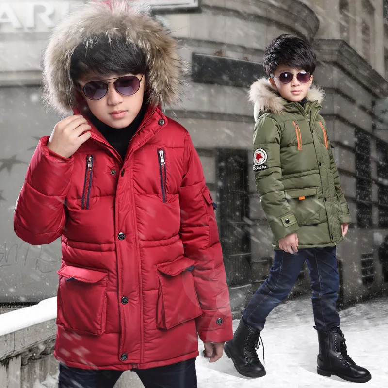 Зимняя парка; пальто для мальчиков; детские парки; зимний комбинезон с капюшоном; детская верхняя одежда со съемным меховым воротником; ветрозащитное пальто