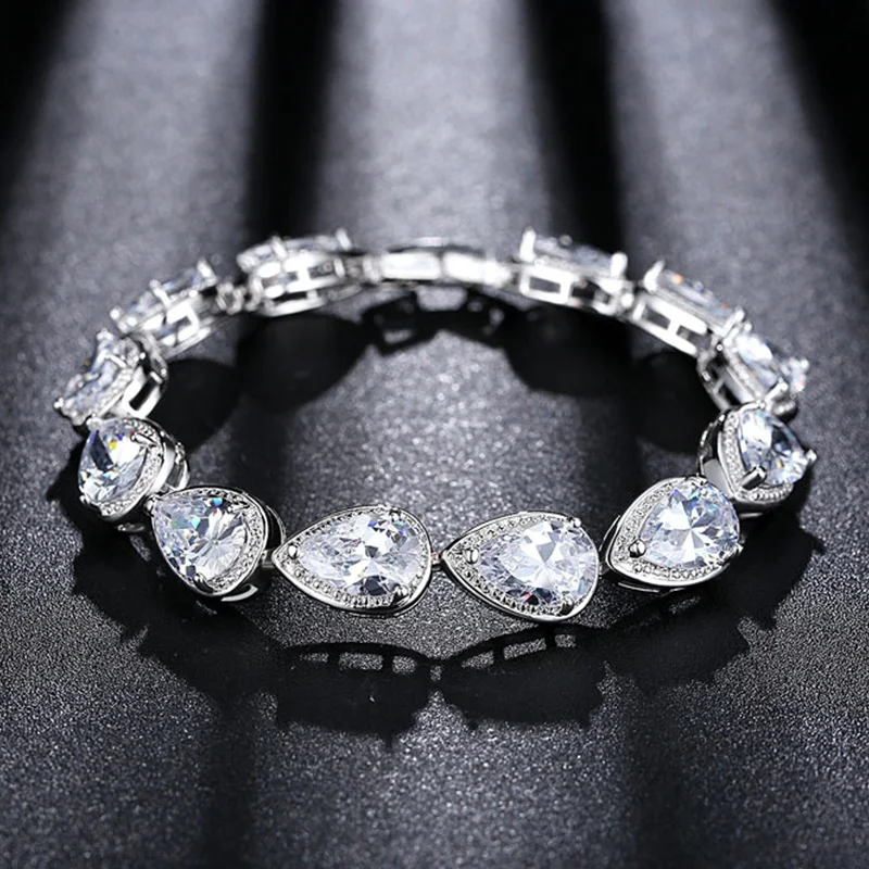 Новинка, роскошный браслет из стерлингового серебра 925 пробы с ангельскими слезами и грушей, браслет для женщин, Подарок на годовщину, ювелирные изделия оптом, moonso S5448