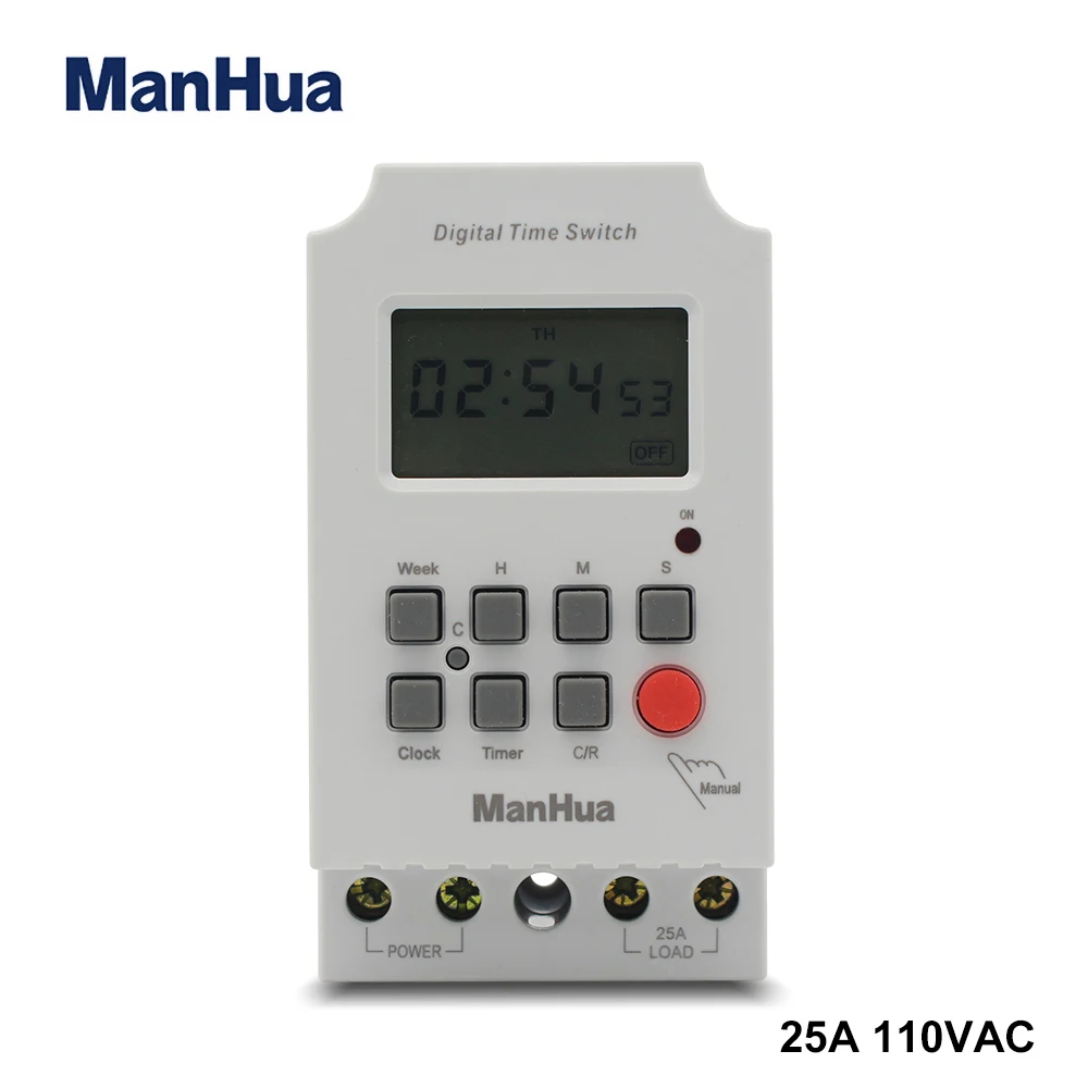 Manhua 110VAC 25A программируемый таймер на din-рейке MT316S автоматический