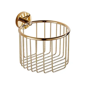 

round gold toilet paper basket full copper/brass toilet tissue holder bathroom storage basket