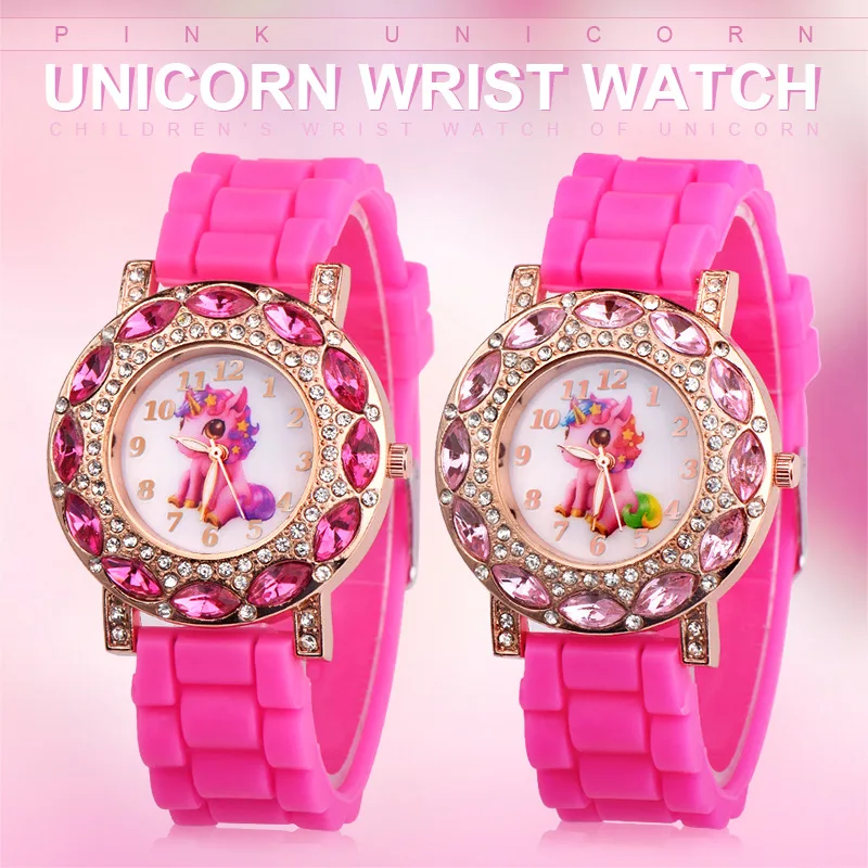 Children Watch Casual Girl and boy Watch Kids Cute Rubber Strap Watches Rhinestone Lovely Kid Children Quartz Wristwatch Clock afbeelding