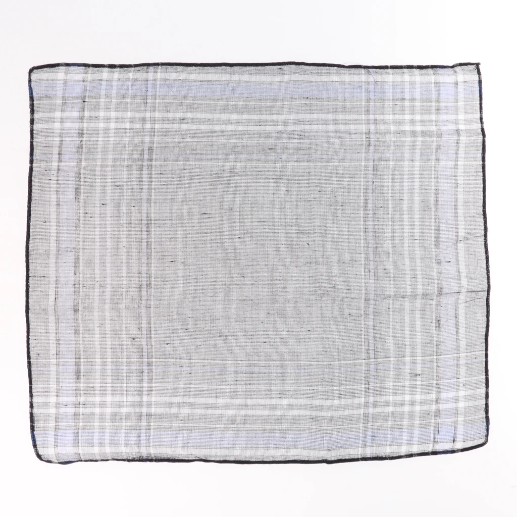 12Pcs Men Vintage Soft Cotton Pocket Square dark color plaid Classic Check Hankies Kerchief
