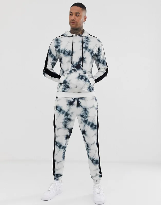 

2019 Autumn And Winter New Style Men Leisure Set 3D Digital Printing Disordered Flowers Hooded Sports Set Men's