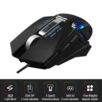 

Ergonomic Gaming Mouse Computer-Mice Gamer Wired Laptop Usb-Cable Optical Free Weights Mouse Professional Gamer 7200DPI 1000Hz