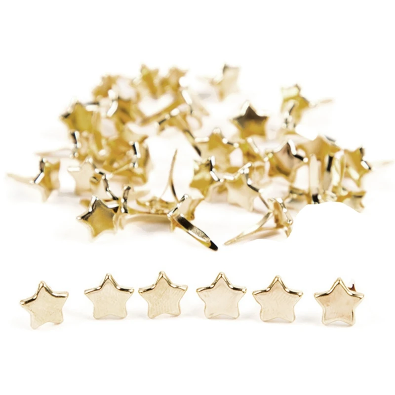 100 Pcs/Pack Multi-purpsoe Star-shaped Metal Pushpins Set Classic Gold Thumb Tacks Set for Office School Bulletin Boards push pins