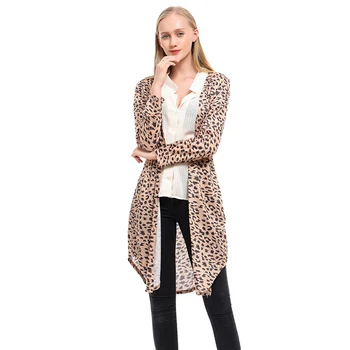 

Women Cotton Coat Casual Long Sleeve Elastic Leopard Female Thin Loose