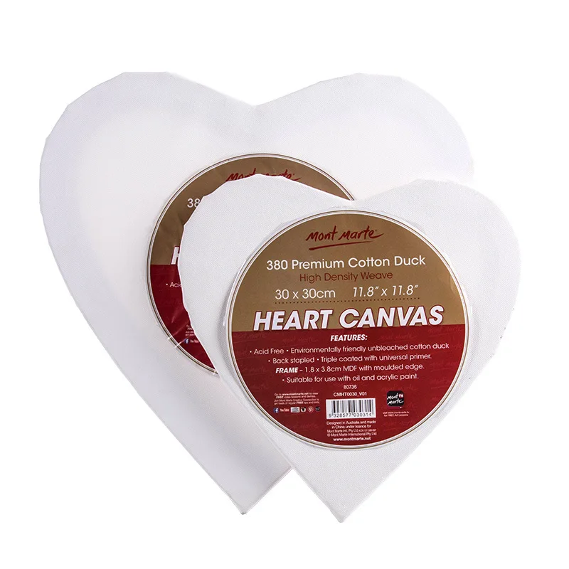 

1pc White Blank Heart-shaped Artist Canvas For Oil Painting On Canvas, Acrylic Watercolor Oil Paint With Wood Frame As Primer