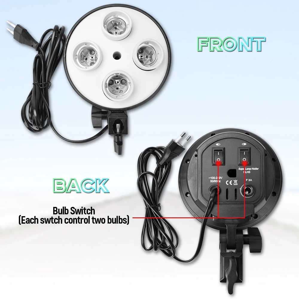 50x70CM Softbox Lighting Kit Photography Continuous Light Soft Box E27 4Lamp Holder 2m Light Stand Tripod For Photo Studio Vedio