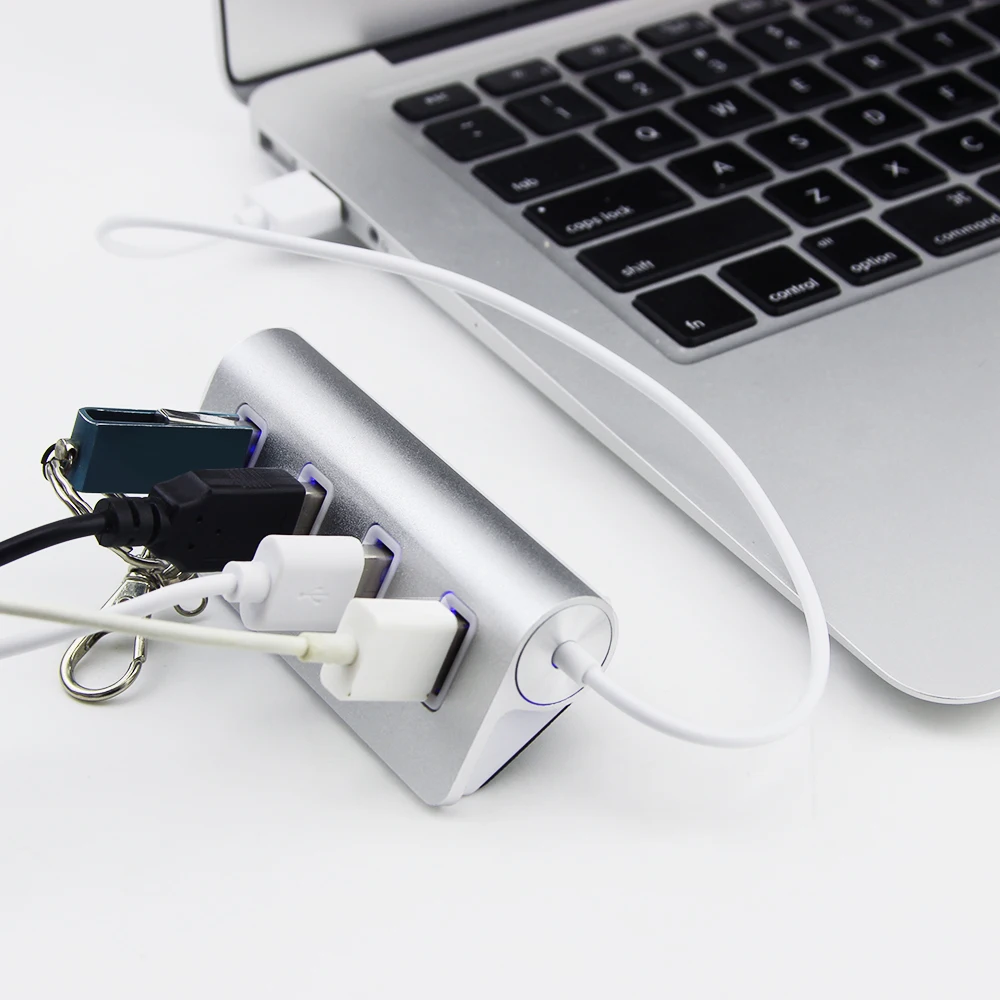 Алюминиевый сплав USB 2,0 концентратор 4 порта Высокоскоростной 480MBP USB hub-разветвитель адаптер для компьютера аксессуары для ноутбуков