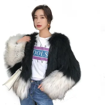 

Women Fashion Knitted Raccoon Fur Coats Real Fur Jacket