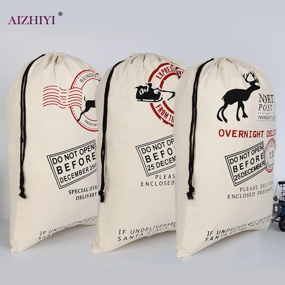 Embalagem de Armazenamento Moda Natal Presente Bolsas Pçs Algodão Confortável Simplicidade Cordão Carta Impressão Grande Bolsa 3