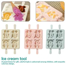 1 шт. милый мультфильм DIY инструменты мороженое Коробка Форма 4 отверстия медведь шаблон лоток для льда ванны форма для мороженого кухня
