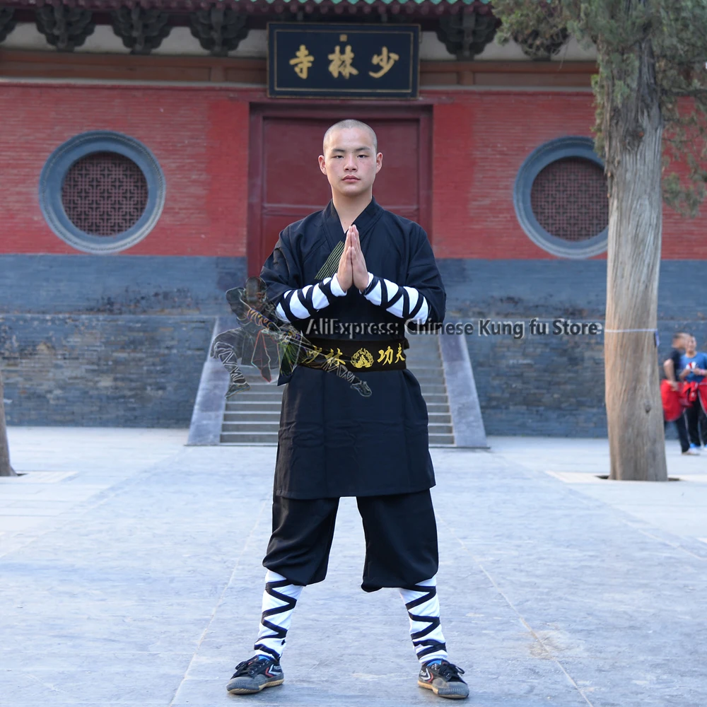 Zwart Katoen Shaolin Kung Fu Uniform Vechtsport Tai Chi Wing Chun Suit Kids Volwassenen Wushu Kleding