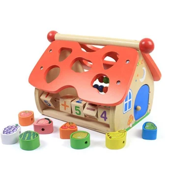 

wooden geometric shape wisdom box digital shape matching Cognition intelligence box toys for baby puzzle games toys