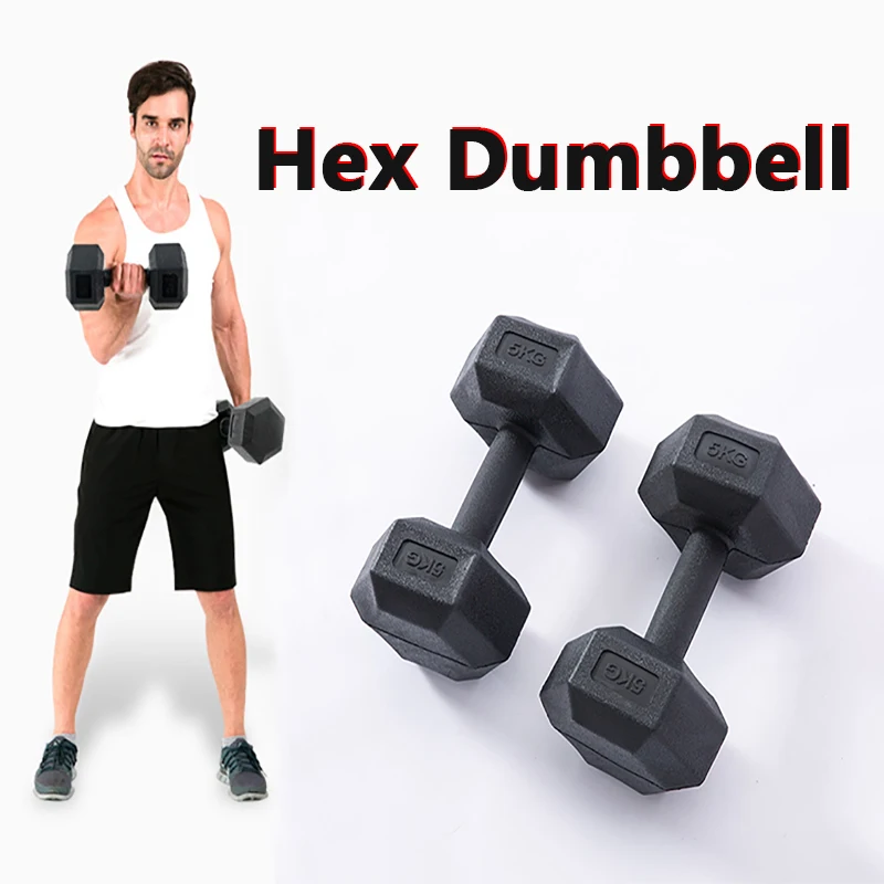 Non-slip Hex Dumbbell Weights Hexagonal Rubber Chromed Fixed Fitness Equipment Home Gym Arm Muscle Biceps Triceps Workout Tools
