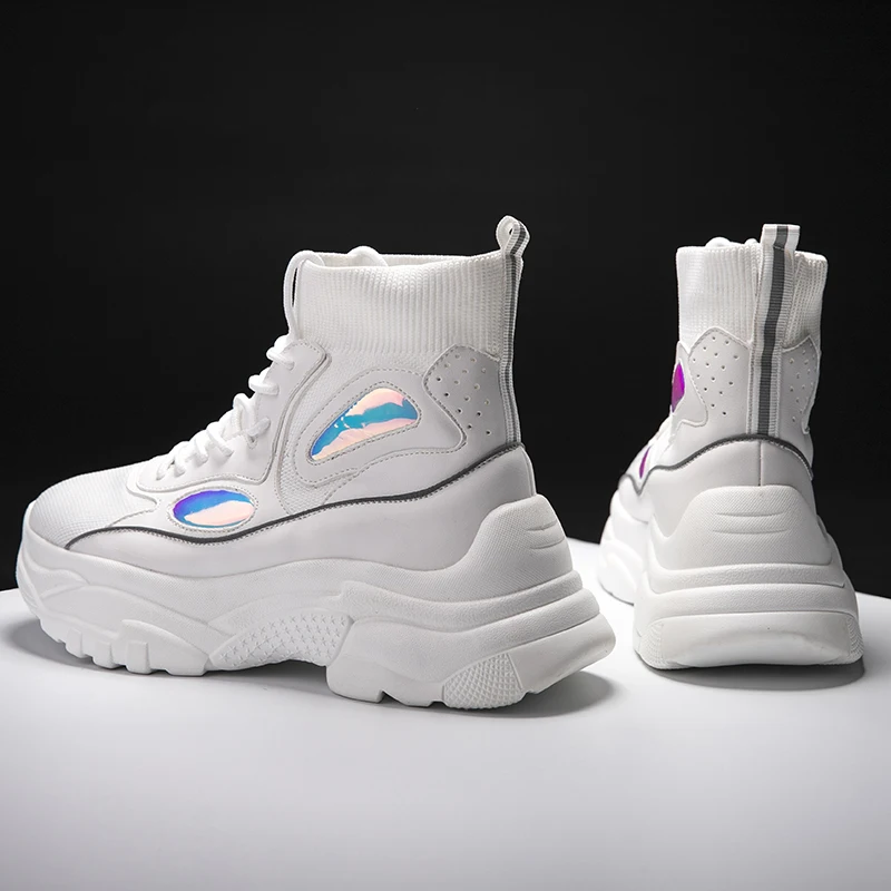 JINBAOKE/Новинка; мужские кроссовки на платформе; обувь для бега на толстой подошве; женская обувь на массивном каблуке 6 см, визуально увеличивающая рост; уличная прогулочная обувь