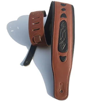 

ABZB-Leather Real Cowhide Guitar Strap for Electric Bass Guitar Adjustable Padded