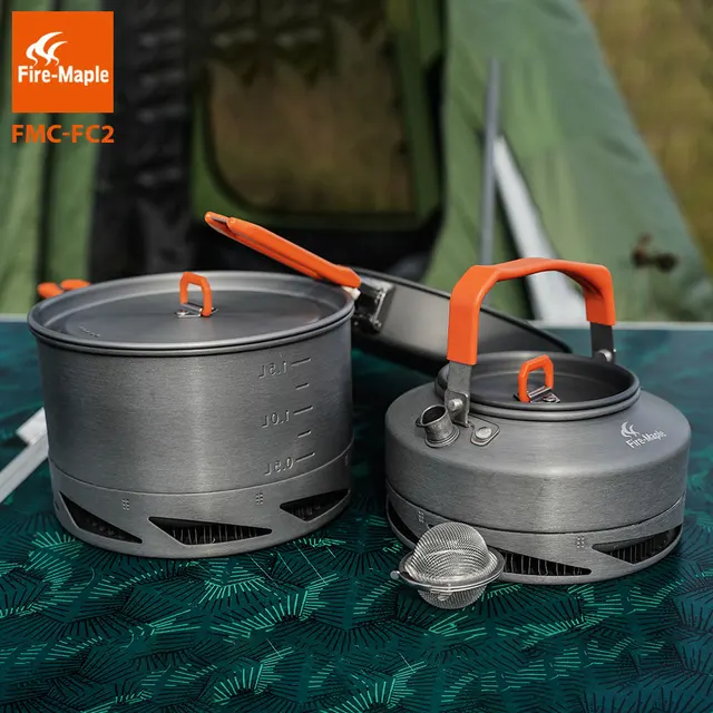 Fire Maple Camping Utensils Dishes Cookware Set Picnic Hiking Heat Exchanger Pot Kettle FMC-FC2 Outdoor Tourism Tableware 4