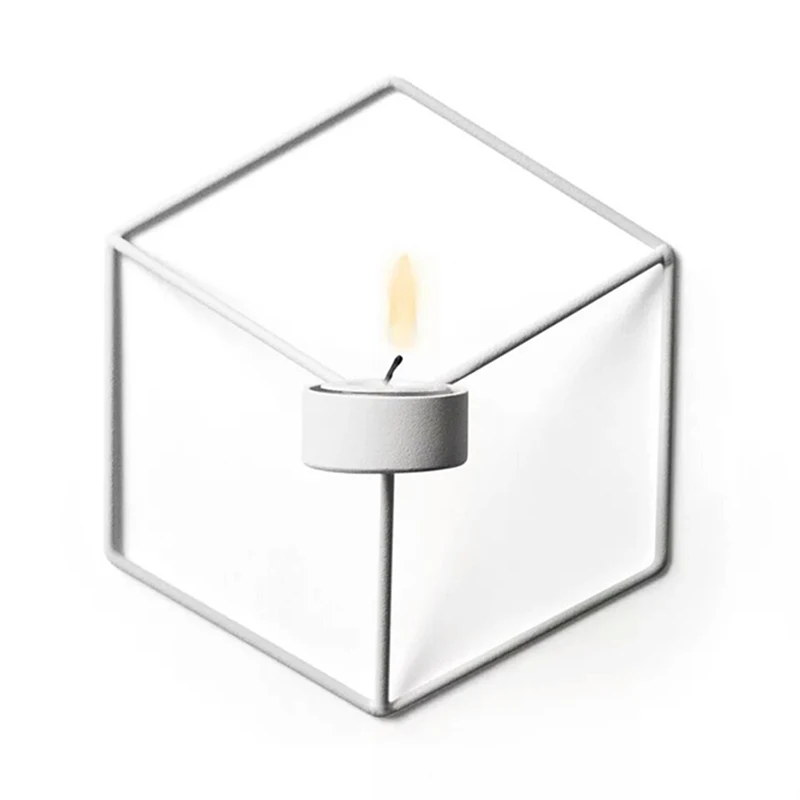 1 pCS White Геометрический подсвечник в скандинавском стиле, металлический настенный подсвечник, золотой современный подсвечник, настенный Декор для дома LLC003 - Цвет: 1 pCS White