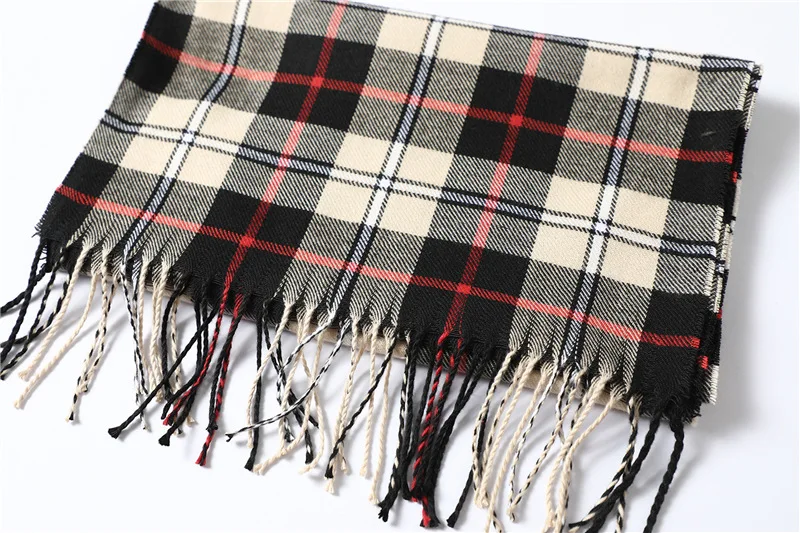 Осень-зима теплый кашемировый шарф высокого качества женские клетчатые шарфы с кисточками мужской шарф пашмины женские длинные шали и обертывание одеяло