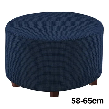 

High Stretch Footstool Protector Cover Living Room Round Ottoman Slipcover Removable With Elastic Bottom Jacquard Washable Home
