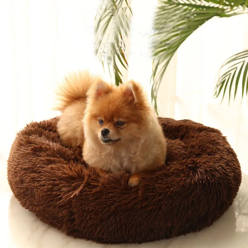 

Super Soft Pet Bed Kennel Dog Round Cat Winter Warm Sleeping Bag Long Plush Large Puppy Cushion Mat Portable Cat Supplies Cute
