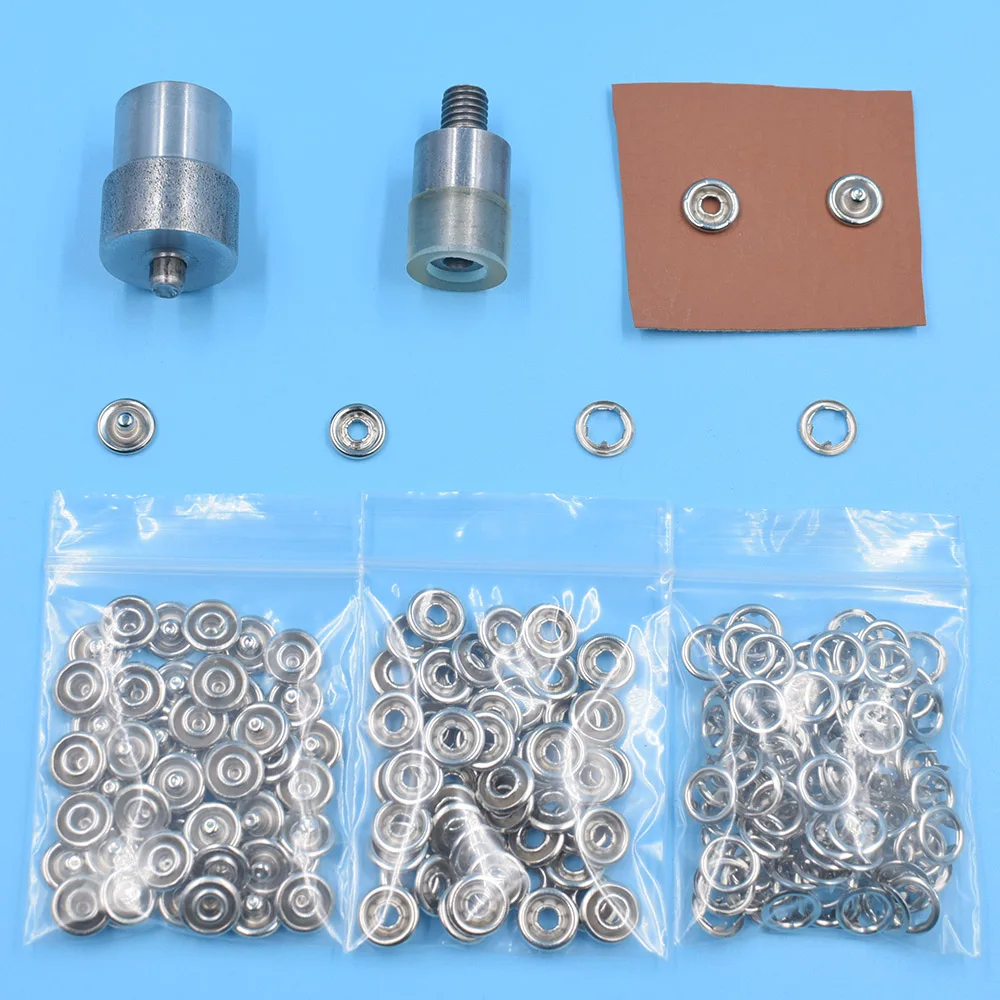 

100sets 9.5mm prong type snap buttons with 1 set suitable installation mold tool used for DIY fastening sewing craft