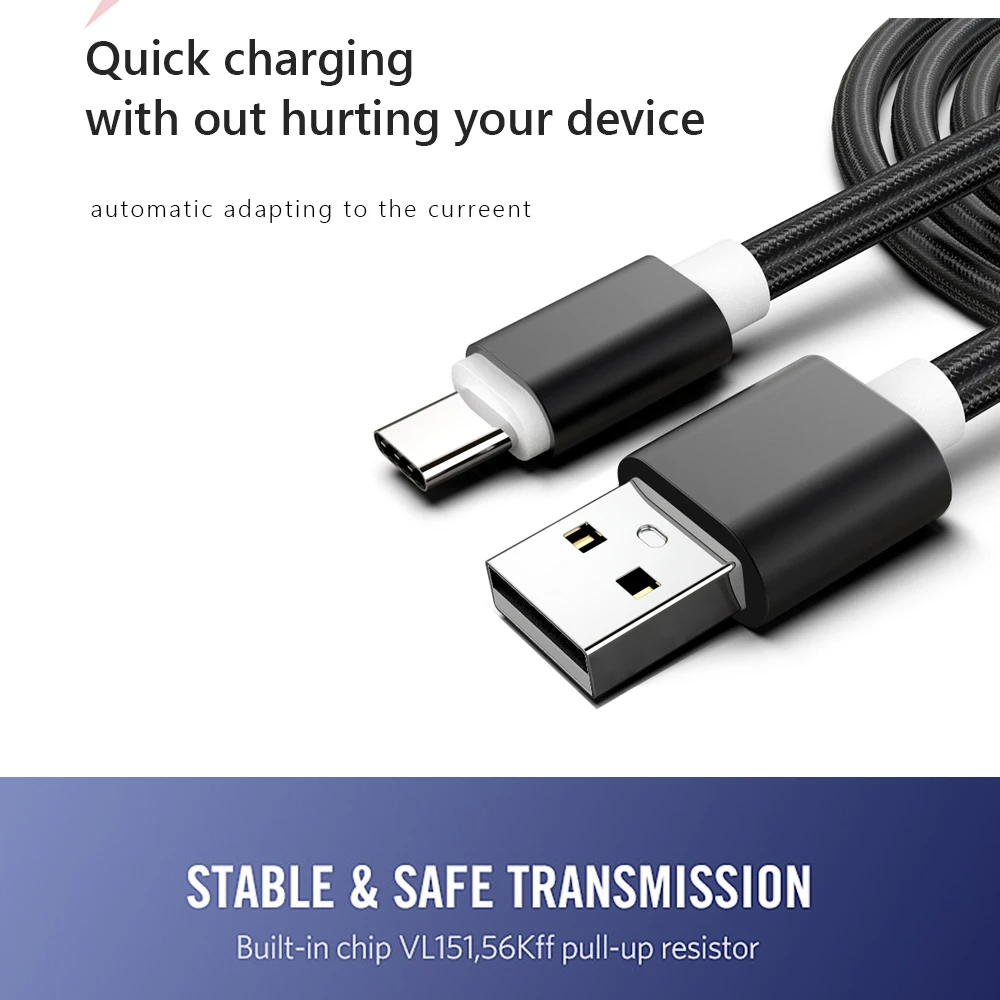 CBAOOO 1 м 2 м 3 м USB C Тип USB кабель для передачи данных 3A быстрый подъем тип-c Kabel voor S9 S10 Plus USB C просо