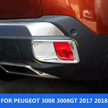 

ABS Bright Style Rear Behind Bumper Fog Light Lamp Molding Cover Kit Trim 2 Piece Accessories For Peugeot 3008 3008GT 2017 2018